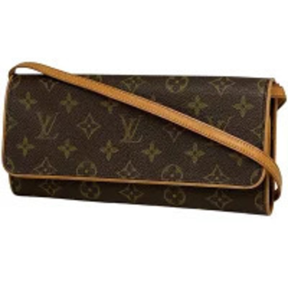 Louis Vuitton Pochette Twin Clutch Bag Shoulder Monogram Brown
